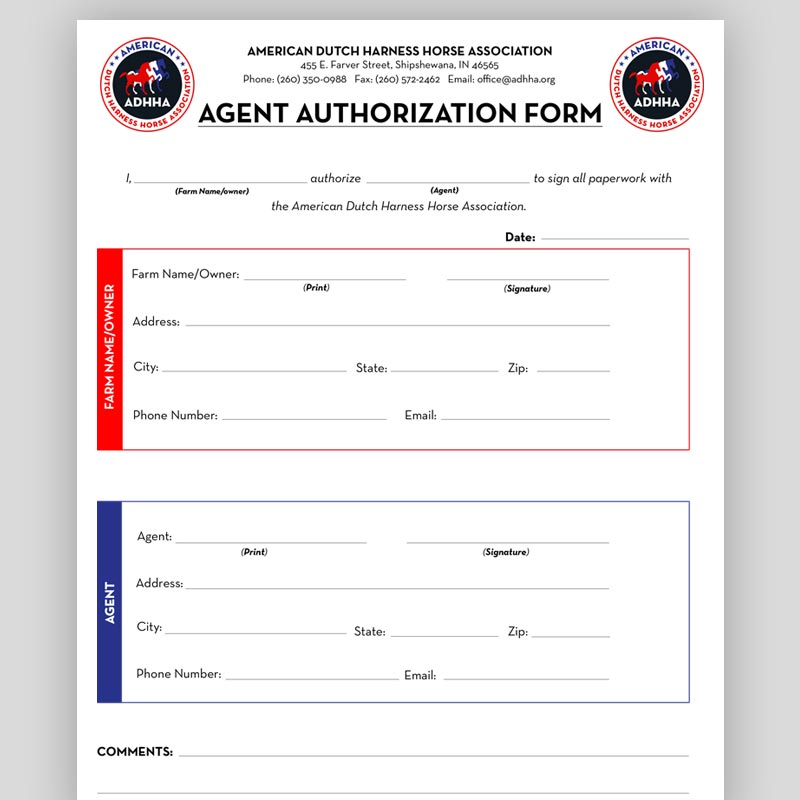 New Form: Agent Authorization Form